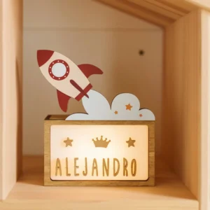 Personalised Handmade Wooden Lamp - Gifts for Baby & Children